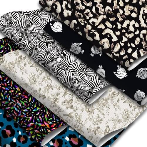 Geometric Theme Leopard Zebra Printed Faux Leather Sheets Striped Synthetic Leather Fabric 20x33cm for DIY Handbags Making