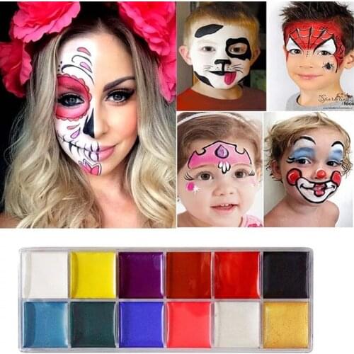 12 Colors Face Body Art Painting Body Paint Oil Painting Tattoo Makeup Cosmetic Bodypainting Halloween Party Birthday