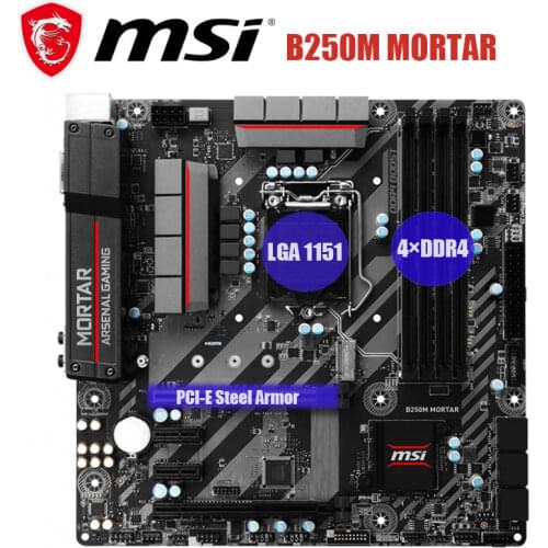 Motherboard MSI B250M MORTAR LGA 1151 Used DDR4 i7 i5 i3 3.0 M.2 SATA III PCI-E X16 PCI-E 3.0 Desktop Intel B250 Mainboard 1151