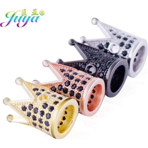 Handmade Beadwork Jewelry Perle Supplies Cz Rhinestone European Crown Metal Beads Accessories For Needlework Jewelry DIY Making