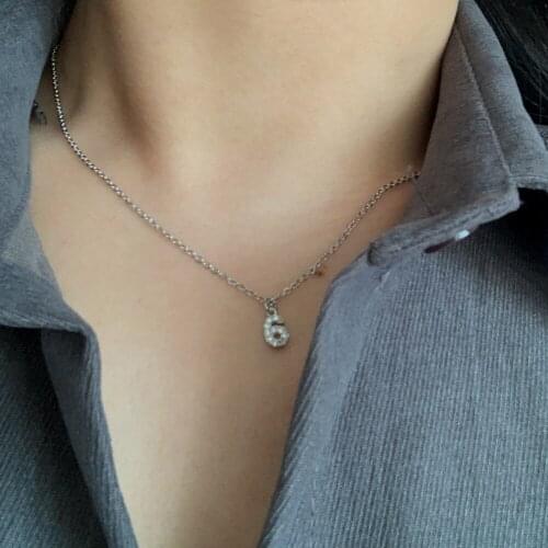 Cute Small Lucky Number 012 Charm Pendant Necklace Classic Gold Color Copper Cubic Zircon Digital Collar Steel Chain DIY Jewelry