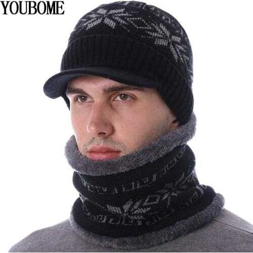 Fashion Winter Beanies For Men Knitted Hat Scarf Skullies Beanies Hat Men Warm Neck Thick Balaclava Mark Women Winter Hat Cap