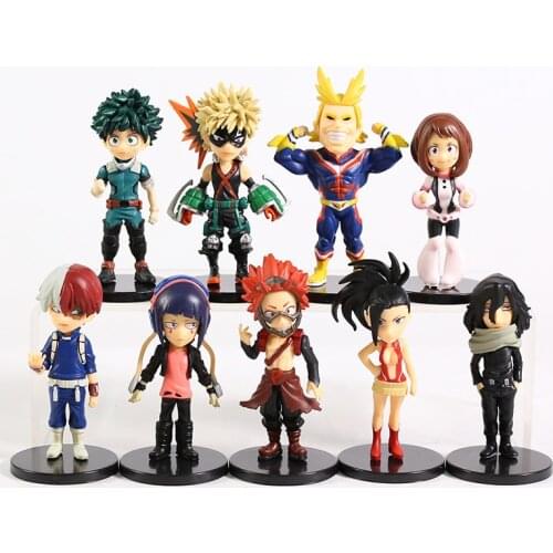 My Hero Academia Midoriya Bakugou Todoroki All Might Ochaco Kyoka Yaoyorozu Kirishima Azawa Figures Toys 9pcs/set