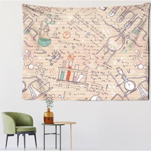 Cartoon Wall Tapestry Math Chemistry Doodles Graphics Home Decor Yoga Beach Mat Wall Cloth