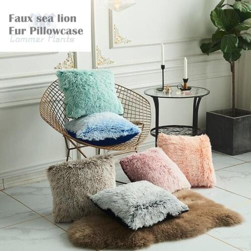 Fluffy Pillow Case Home Decorative Plush Pillow Covers Modern Fashion Solid Color Pillowcase,for Sofa Chair Throw Cushion Cover