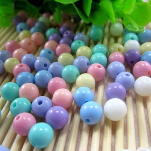 Wholesale Mixed Ice Cream Color 6mm 8mm 10mm Acrylic Round Loose Beads for DIY Jewelry BJ-23