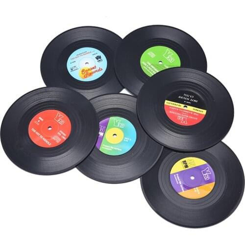 2/4/6pcs Retro Vinyl Coasters Drinks Table Cup Mat CD Record Spinning Mats Table Decoration Kitchen Tools Home Decor
