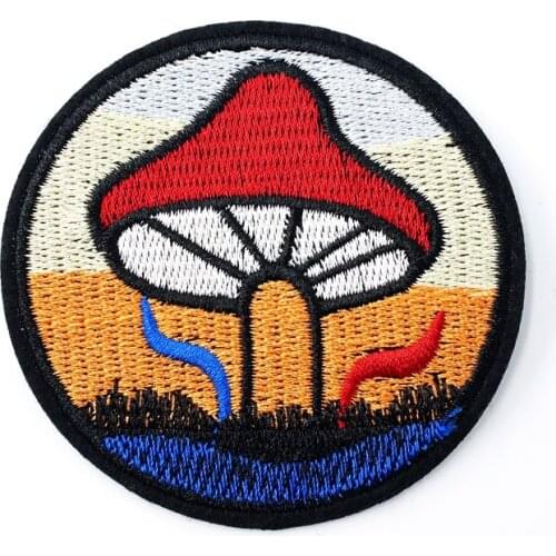 Mushroom Size:7.1x7.1cm Cloth Patch Badge Embroidered Cute Badges Abstract Iron On Kids Patches For Clothes Stickers