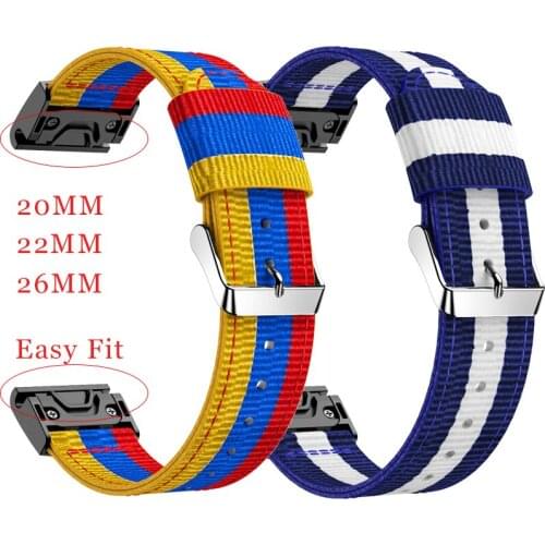 26 20 22mm Nylon Watchband Wriststrap for Garmin Fenix 6X 6 6S Pro 5X 5 5S Plus 3 3HR Easy Fit Quick Release Sport wirstband