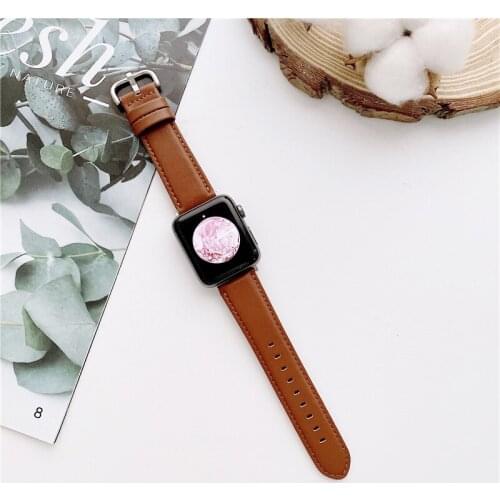 Top quality Luxury Genuine cow leather band for apple watch strap 6 42mm 44mm For iwatch SE Wristband 4 3 2 38 40