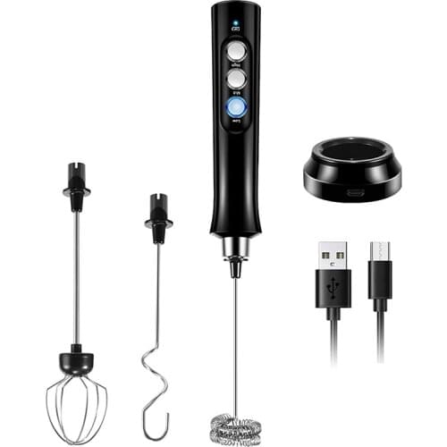 Milk Frother Handheld, USB Rechargeable 3 Speeds Mini Electric Milk Foam Maker Blender Mixer For Coffee, Cappuccino