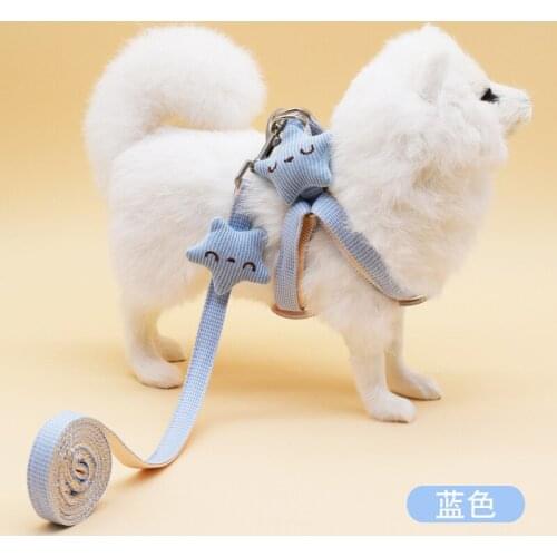 Pet Harness Adjustable Five-Pointed Star Cute Traction Chest Harness Lattice Canvas Small Dog Starfish Dog Leash Pet Supplies