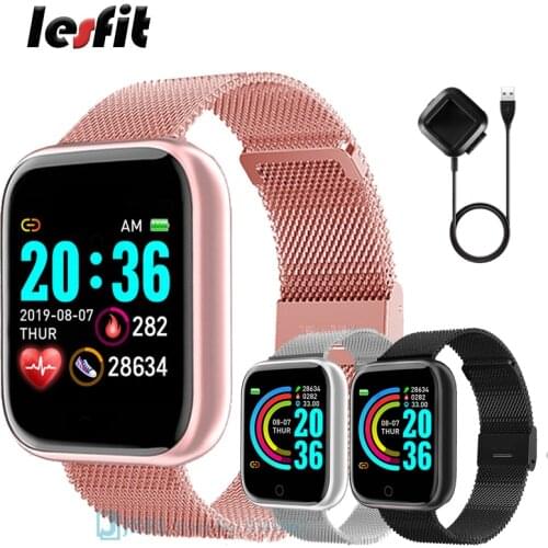 Lesfit Pink Smart Wristband Women Men Smart Watch Sport Bracelet For Android iOS Wrist Band Digital Pedometer Fitness Tracker