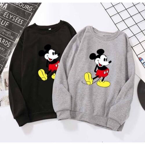 Disney Mickey Mouse Cartoon Print O-Neck Loose Pullover Long Sleeve Sweatshirt Harajuku Women Hoodies Casual Funny Ladies Tops