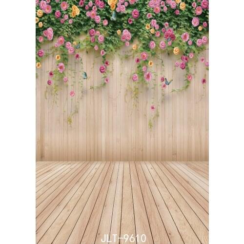 Floral Backdrop Photography Backdrops Wooden Floor Photo Background Vinyl Cloth Customize 3D for Photo Studio Baby Shower