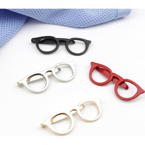 4 Color Fashion Metal Glasses Tie Clip Mens Suit Dress Shirt Collar Mens Commercial Necktie Clips Pin Clothing Accessories