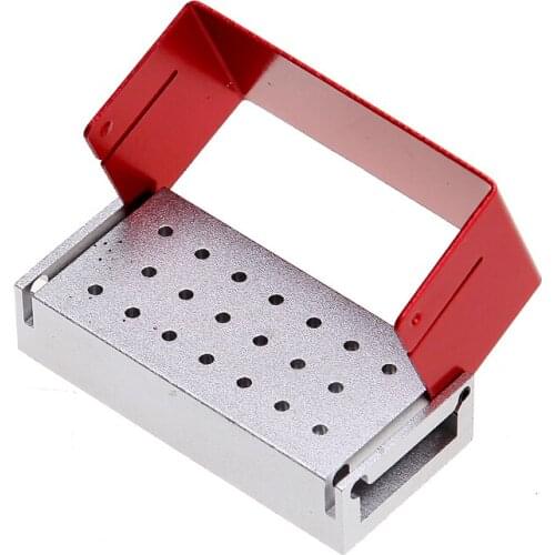 2 PCS Dental Fully Autoclavable Metal Aluminum Burs Holder Drill Red Color box 20 Holes Fit Diameter 1.6mm High /Low Speed Burs
