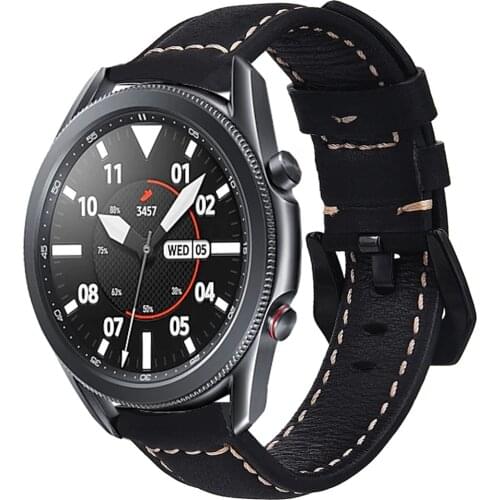 20mm 22mm for samsung galaxy watch 3 45mm 41mm band active 2 gear s3 Frontier 46mm Genuine leather strap for huawei watch gt 2e