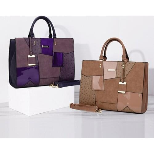 2021 Nieuwe Tote Tas Mode Een Schouder Trend Vrouwen Tas Koeienhuid Pu Splicing Vrouwen Handtas