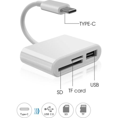 3 In 1 Type C Card Reader Adapter USB SD Micro SD TF Card Camera Connection Smart Memory Card For Macbook Pro Type-C Port