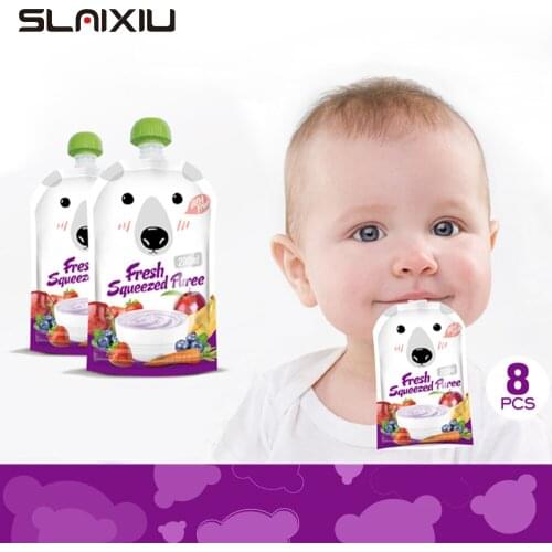 8PCS Baby Food Storage Pouch BPA-Free High Quality Resealable Fresh Squeezed Pouches Practical Homemade Puree Pulp Storage Bag