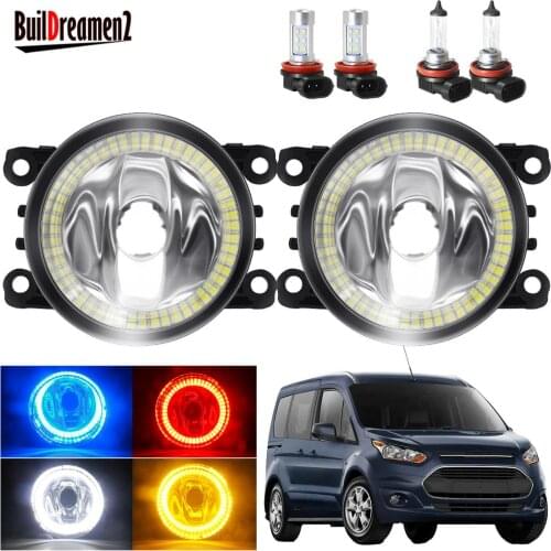Angel Eye Fog Light For For Ford Tourneo Transit Connect Car Front Bumper Fog Lamp with Halo Ring Daytime Running Light H11 12V