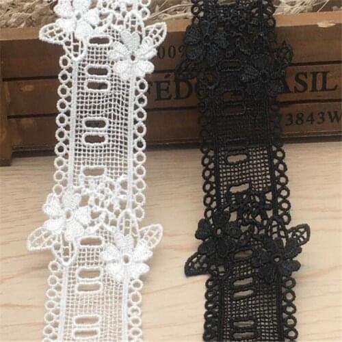 White and black Water soluble milk silk ribbon hollow lace trim fabric for Sewing Bridal Wedding dress Crafts