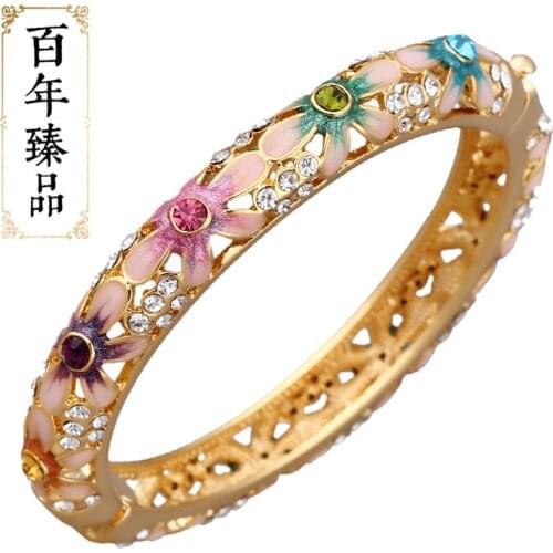 Free shipping Yiwu small adorn article new fashion gilded crystal bracelet fine cloisonne bracelet enamel craft ornaments