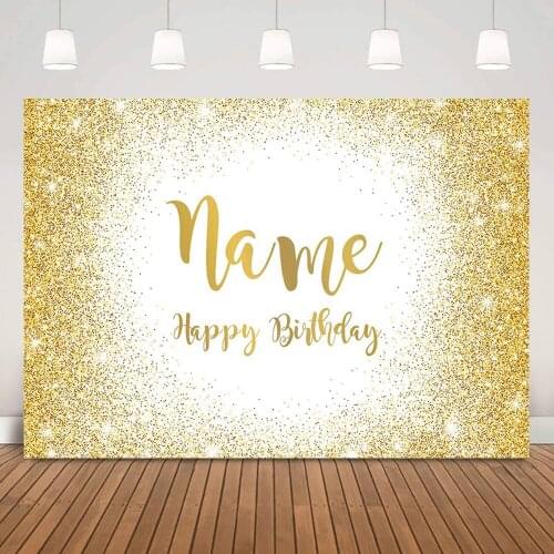 Glitter Golden Dots Happy Birthday Background Photocall Shiny Adult Children Birthday Party Banner Background Custom Photography