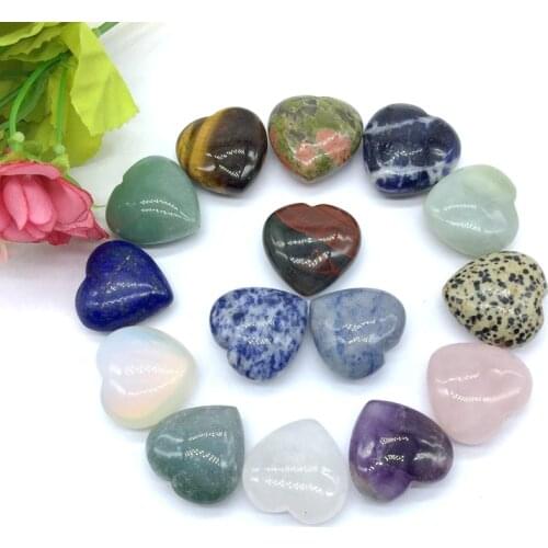 15 Colors Natural Stone Bead Heart Pendants 30 mm Charm No Hole Holiday Gift DIY Making Jewelry Supplies High Quality