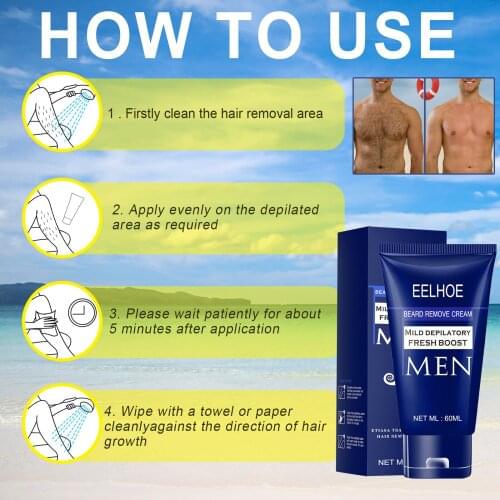 Mens Hair Removal Cream Remover 60ml for Underarm, Chest Hands, Fast Effective