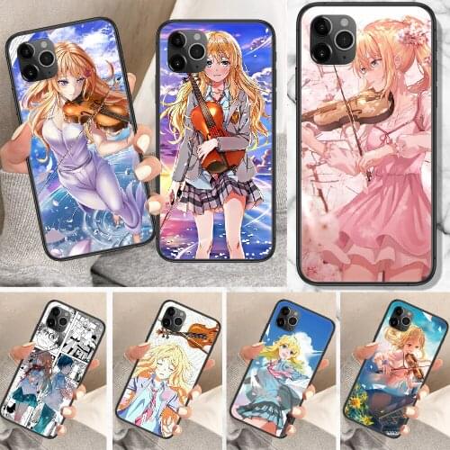 Your Lie in April Anime Phone Case For iphone 5 5S SE 2 6 6S 7 8 11 12 Mini Plus X XS XR Pro Max black art waterproof fashion