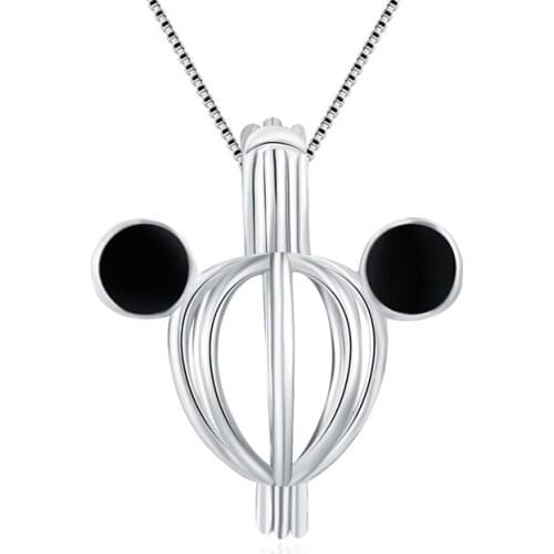 CLUCI 3pcs Silver 925 Lovely Women Fairy Tale Fine Jewelry Cage Pendants 925 Sterling Silver Pearl Locket Pendant SC055SB