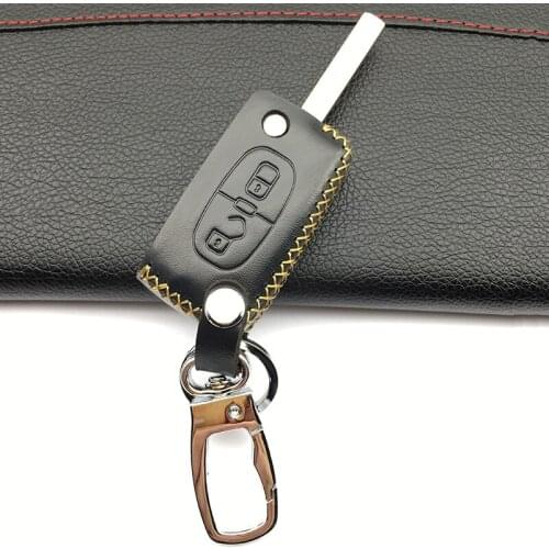 Hot Sale Genuine Leather key chain ring cover case holder For Peugeot RCZ 206 207 306 307 308 407 408 For Citroen C2 C3 C4 C5 C6