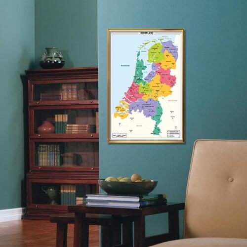 Netherlands Map Canvas Poster Clear and Easy To Read 42*59cm Wall Painting In Dutch for School Supplies Children Education