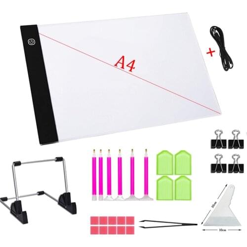 Diamond Painting Tools A4 LED Drawing Tablet Digital Graphics Pad Led Light Box Board Diamond Embroidery Accessories Set Stand