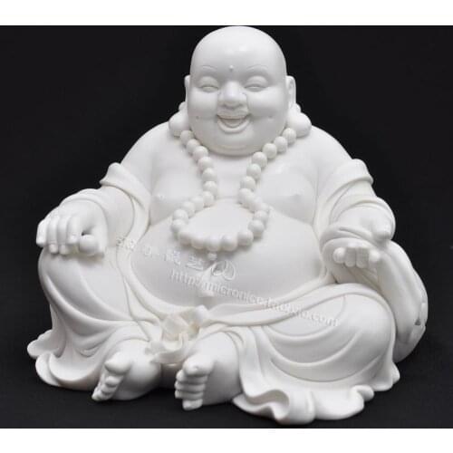 Dehua ceramics 8 inch Maitreya Buddha statue of Chinese Feng Shui Buddha crafts high-grade ornaments shop Home Furnishing trumpe
