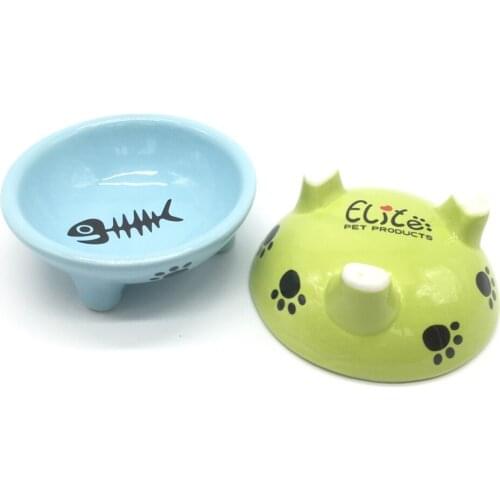 Ceramic Pet Bowl Cat Puppy Feeding Supplies Pet Bowls Dog Food Water Feeder Dog Accessories Durable Cute Fish Bone Dishes