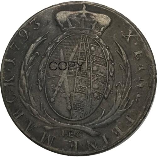 German States Electorate of Saxony 1 Conventionsthaler - Friedrich August III 1793 IEC Cupronickel Plated Silver Copy Coin