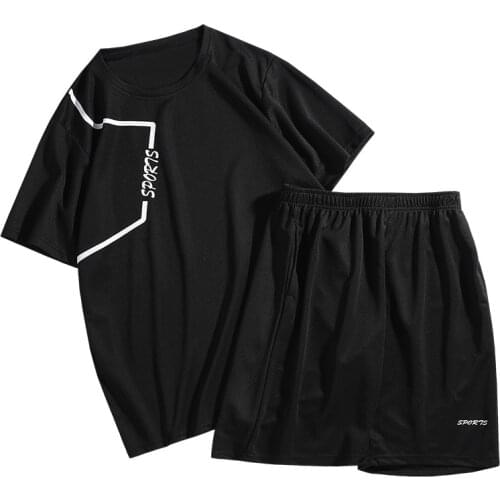 Summer Tracksuit Male Sweat Suit Quick Dry Men Sets Sportswear Gyms Fitness T-shirt Shorts 2Pieces Set Mens Sportsuits Clothes