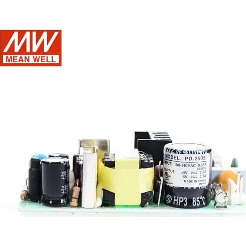 MEAN WELL PD-2505 25W 5V -5V Dual Output Switching Power Supply 110V/220V AC to 5V -5V DC 2.5A 2.5A PCB type open frame SMPS