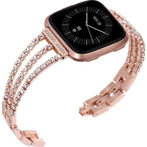 Metal Chain Bands for Fitbit Versa 2/3 Strap Jewelry Replacement Band Accessories for Fitbit Sense & Versa Lite Bracelet Bling