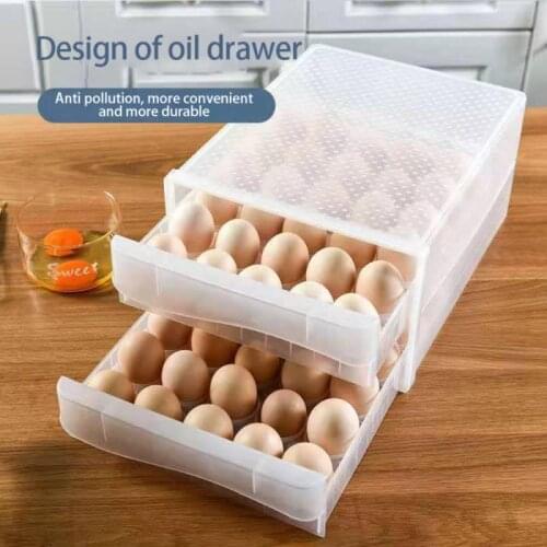 Multi-Layer Plastic Egg Storage Containers Drawer Organizer Boxes Plastic Box Storage Refrigerator Egg Fresh Holder Dropshipping