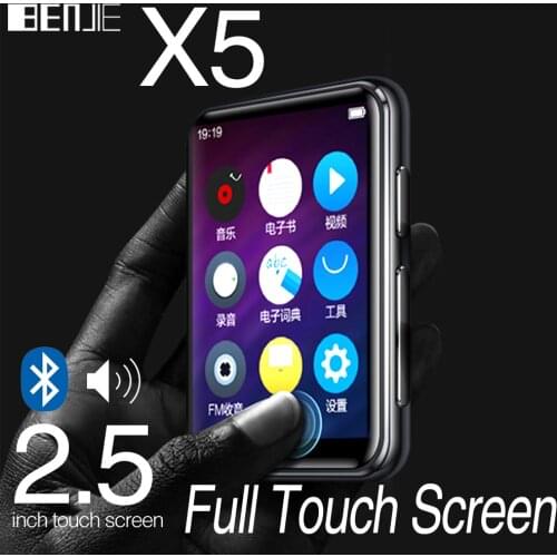 Bluetooth 5.0 MP3 Player Benjie X5 Full Touch Screen 8GB 16GB Music Player With Built-in Speaker FM Radio Recorder Video E-book