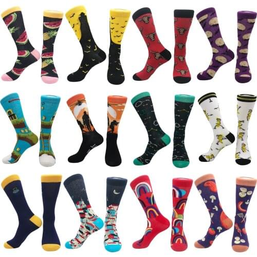 Mens tube socks cotton cool cartoon interesting personality student style couples neutral female stockings