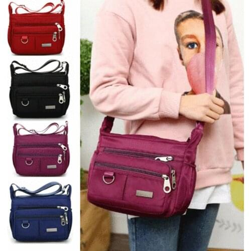 Hirigin New Womens Messenger Bag Solid Color Large Capacity Zipper Closure Adjustable Waterproof Wear Resistant Crossbody Bag