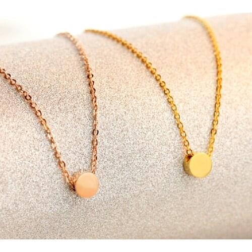 18KGP Rose Gold Color Titanium Steel Small Beans Pendant Necklace Women Fashion 316L Stainless Steel Jewelry (GN203)