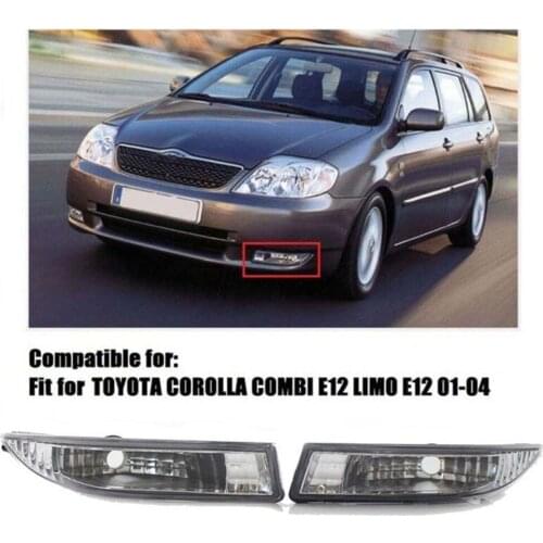 Car Front Bumper Fog Light Transparent Lens 8122112160 8121112150 For TOYOTA COROLLA KOMBI E12 LIMO E12 2001-2004