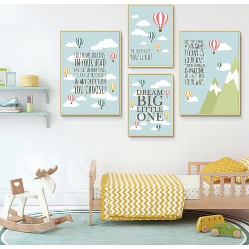 Dream Big Little One Poster Boys Bedroom Wall Canvas Art Prints Kids Baby Room Cartoon Picture Minimalist Decorative Paintings