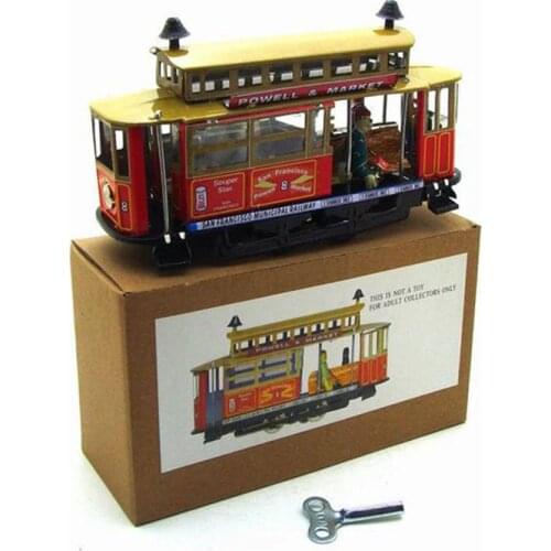 Los Angeles Tram Retro Wind Up Toys 18cm Creative Window Display Props Personality Gifts Creative Props Childhood Tin Toys